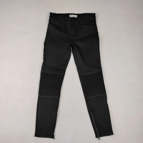 Madewell Skinny Skinny Moto Coated Jeans in Black Wash Size Womans 27 - Picture 2 of 6